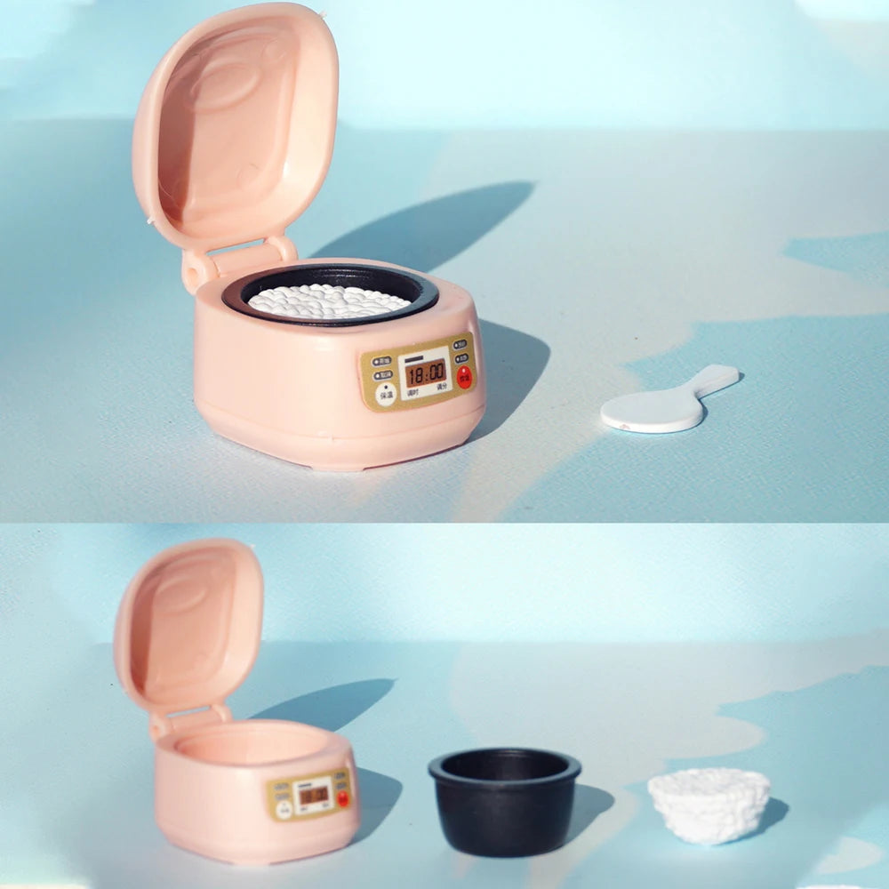 Cooking Set 1:12 Rice Cooker Kitchen Furniture Model Pretend Game Dollhouse Miniature Scene Cake Toy Children Birthday Gift